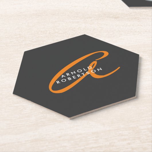 Pas Monogram Duidelijk Grijs Trendy Naam Initiaal Kartonnen Onderzetters (Schuin)