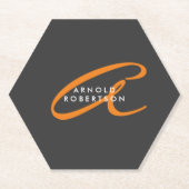 Pas Monogram Duidelijk Grijs Trendy Naam Initiaal  Kartonnen Onderzetters (Voorkant)