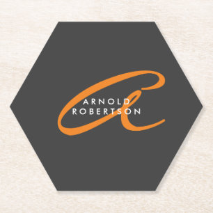 Pas Monogram Duidelijk Grijs Trendy Naam Initiaal Kartonnen Onderzetters