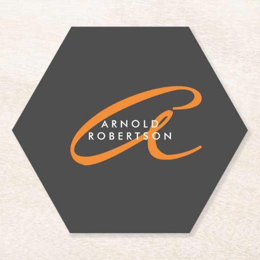 Pas Monogram Duidelijk Grijs Trendy Naam Initiaal  Kartonnen Onderzetters (Voorkant)