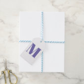 Pas monogram initiaal periwinkle wit aan cadeaulabel (Met Touw)