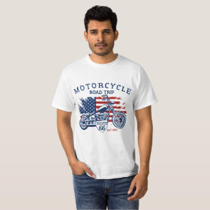 Pas motorrit Route 66 USA-vlag aan T-shirt