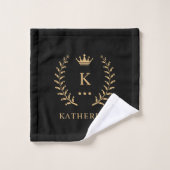 Pas Naam & Initiaal Zwart Wit Goud Monogram aan Bad Handdoek (Wasdoekje)