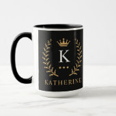 Pas Naam & Initiaal Zwart Wit Goud Monogram aan Mok (Links)