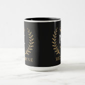 Pas Naam & Initiaal Zwart Wit Goud Monogram aan Mok (Midden)