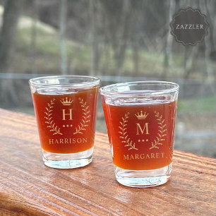 Pas Naam & Initiaal Zwart Wit Goud Monogram aan Shot Glas