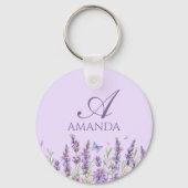 Pas Naam Paarse Lavendelbloem aan Sleutelhanger (Achterkant)
