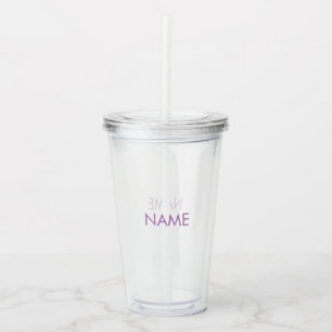 Pas naam, tekst minimalistische lavendel duidelijk acryl drinkbeker