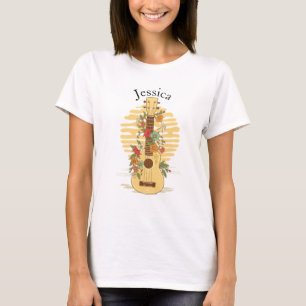 Pas naamgitaar aan met bloem t-shirt