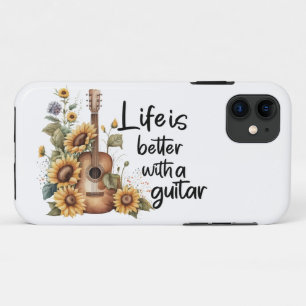 Pas naamgitaar met zonnebloem aan iPhone 11 hoesje