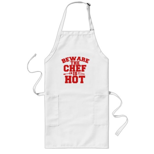 Pas op, de Chef is HOT - lang Apron Lang Schort (Voorkant)