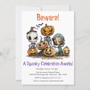 "Pas op! Een griezelige viering wacht!" Halloween Kaart
