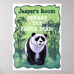 Pas op het Beer Panda Gepersonaliseerd Zaal Poster