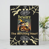  Pas op het heksenuur Freaky Halloween Feestdagenkaart (Staand voorkant)