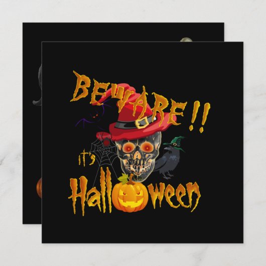 Pas op het is Halloween Creepy & Scary Party Bash Kaart (Voorkant / Achterkant)