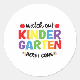 Pas op kleuterschool hier kom ik Kinder terug naar Ronde Sticker