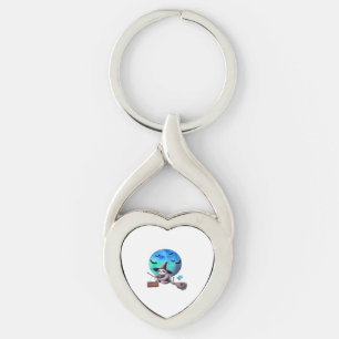 Pas op Lieve Heks Luiaard Vliegend op Bezem Hallow Sleutelhanger