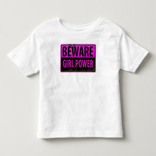 PAS OP Meisjeskracht - Roze Zwarte Metal Gevarenbo Kinder Shirts