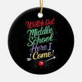 Pas op middelbare school, ik kom naar school keramisch ornament (Voorkant)