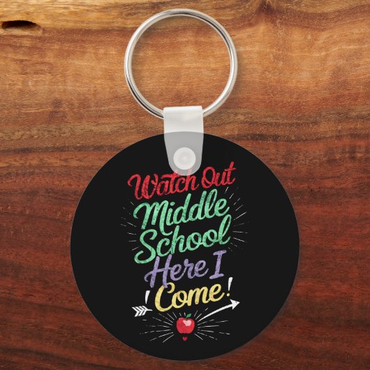 Pas op middelbare school, ik kom naar school sleutelhanger (Voorkant)