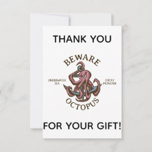 Pas op Octopus Nautisch Wezen Tentakel Monster Bedankkaart