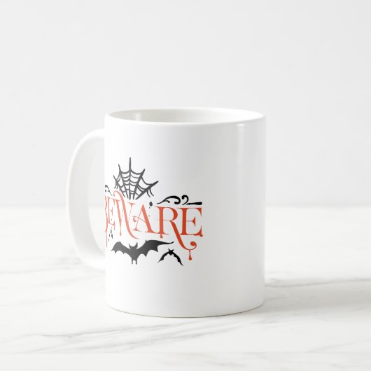 Pas op Spooky Modern Halloween Mok (Voorkant links)