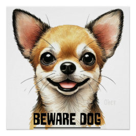 Pas op voor Chihuahua Happy Dog Perfect Poster