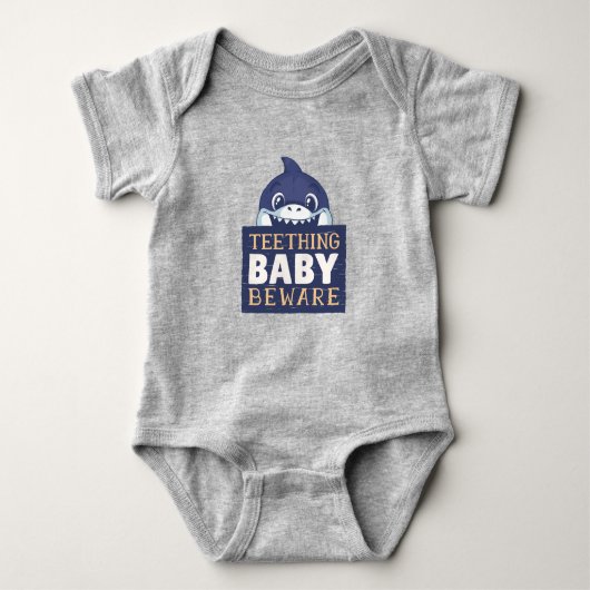 Pas op voor de Baby van het Teething Shark Romper (Voorkant)