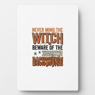 Pas Op Voor De Dachshund Halloween Heks Shirt_1 Fotoplaat