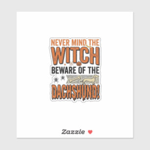 Pas Op Voor De Dachshund Halloween Heks Shirt_1 Sticker