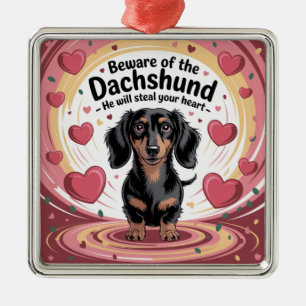 Pas Op Voor De Dachshund Metalen Ornament