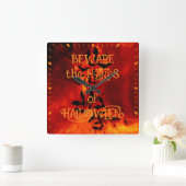 Pas op voor de handen van Halloween Bat Silhouette Vierkante Klok (Huis)