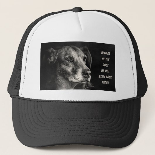 Pas op voor de hond, aangepaste petfoto trucker pet (Voorkant)