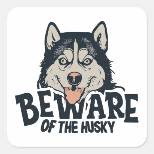 Pas op voor de Husky -  Horror Movie Poster Vierkante Sticker