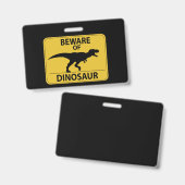 Pas op voor Dinosaur Badge (Voor- en achterkant)