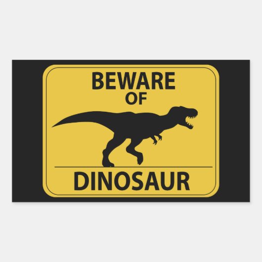 Pas op voor Dinosaur Rechthoekige Sticker (Voorkant)