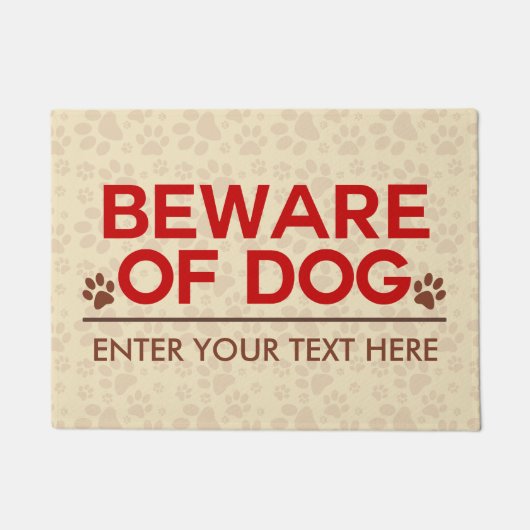 Pas op voor Dog Custom Text Deurmat (Voorkant)