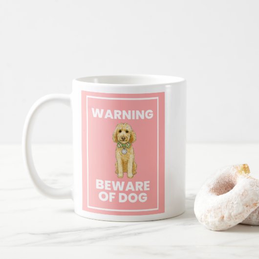 Pas op voor Doodle Dog Comic Mok (Met donut)