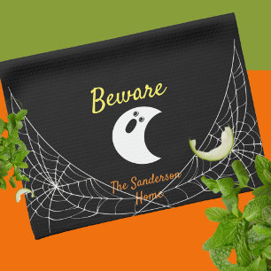Pas op voor een moderne, minimale ghost Halloween- Theedoek