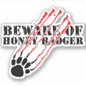 Pas op voor honingbadger sticker (Voorkant)