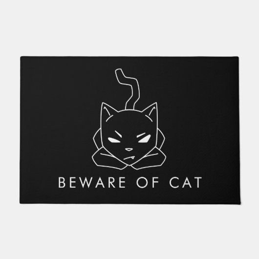Pas op voor katten | Funny Black Kat Deurmat (Voorkant)