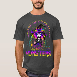 Pas op voor kleine monsters zwarte kat heks hallow t-shirt