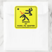 Pas op voor kungfu meester vierkante sticker (Tas)