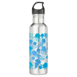 Pas op voor kwallen. L Blue.b No BG Waterfles