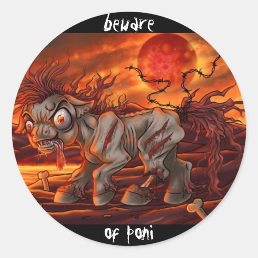Pas op voor Poni sticker (Voorkant)