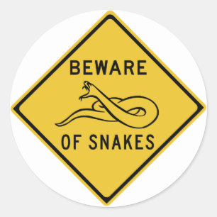 Pas op voor slangen, verkeerswaarschuwingsteken, A Ronde Sticker