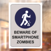 Pas op voor Smartphone Zombie Sign Raamsticker (Vel 2)