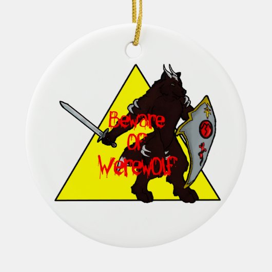 Pas op voor weerwolf keramisch ornament (Voorkant)