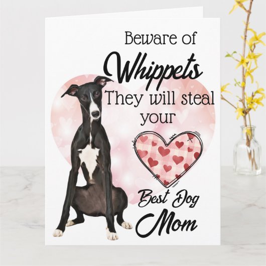 Pas op voor Whippets...Beste hond-moeder ooit Kaart (Gele Bloem)