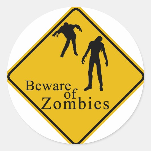 Pas op voor Zombies Ronde Sticker (Voorkant)